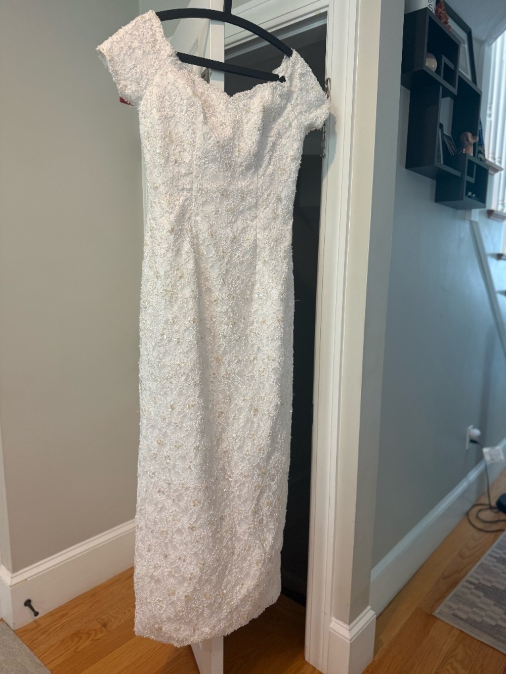 Vintage Venus beaded formal gown white